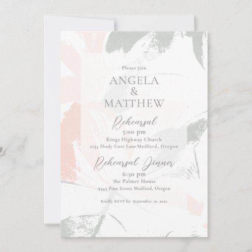 Blush Sage Watercolor Abstract Invitation