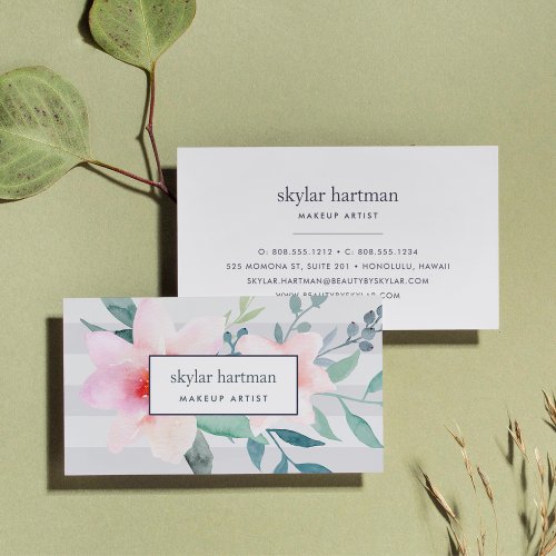 Blush  Sage Watercolor Floral Business Card