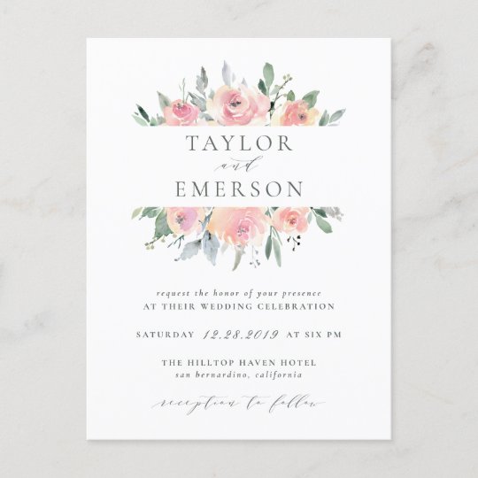 Blush & Sage Watercolor Floral Wedding Invitations | Zazzle.com