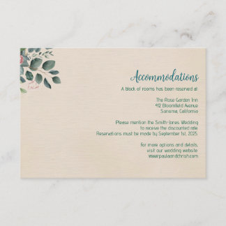 Blush Sage Wedding Accommodations Enclosure Card