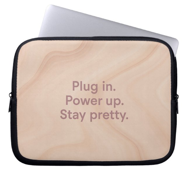 Blush & sand laptop sleeve Plug In AI art  (Front)