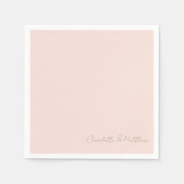 Blush Script Names Wedding Cocktail  Napkins (Front)