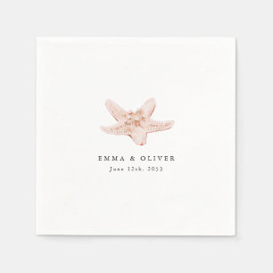 Blush Seashell Beach Wedding Reception Cocktail Napkins