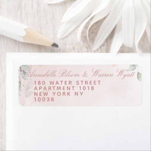 Blush Secret Garden Pink Rose Wedding Return Label