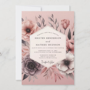 Blush Sepia Floral Wedding Invitation