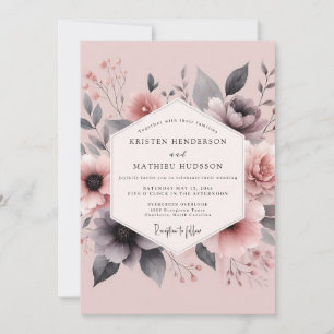 Blush Shadow Flora Wedding Invitation