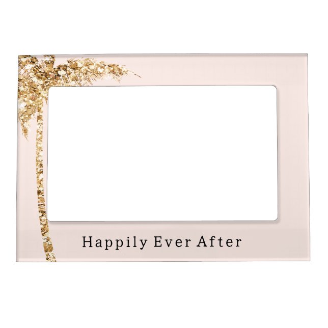 Blush Shell Glam Gold Glitter Palm Tree Magnetic Frame (Front)