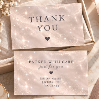 Blush Shimmer Thank You Business Insert Card