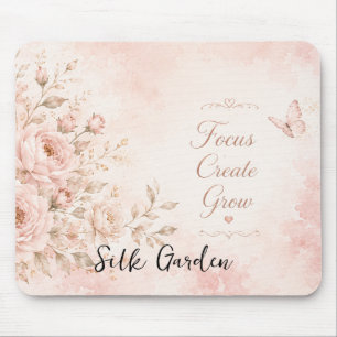 Blush Silk Garden Floral Mouse Pad