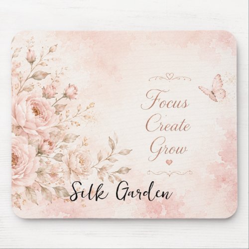 Blush Silk Garden Floral Mouse Pad