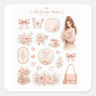 Blush Silk Garden Floral Stickers