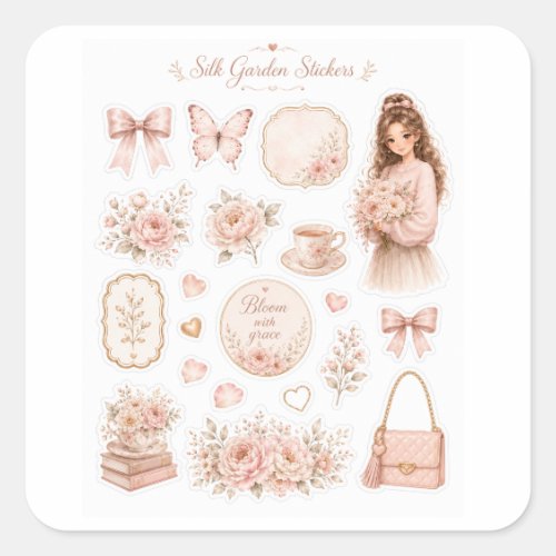 Blush Silk Garden Floral Stickers