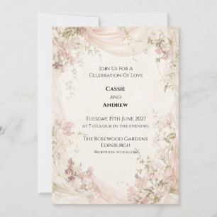 Blush Silk Sweet Pea Wedding Invitation