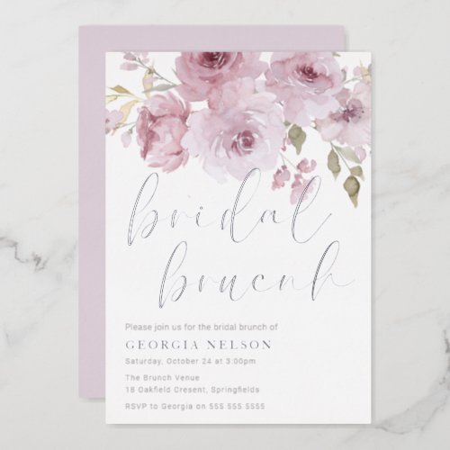 Blush  Silver Bridal Shower Bridal Brunch Foil Invitation