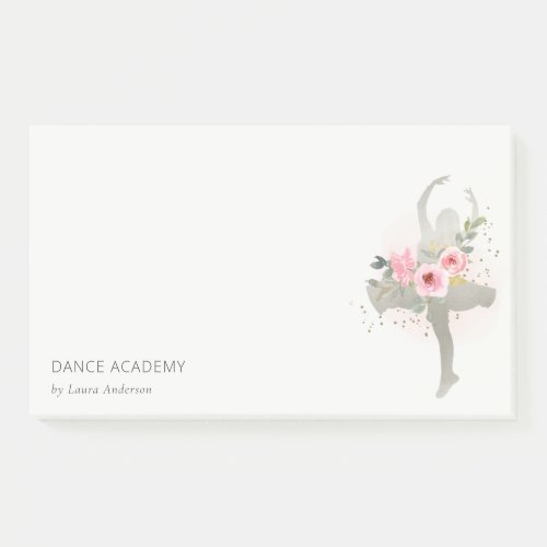 Blush Silver Floral Girl Dancer Dance Academy Logo Post_it Notes