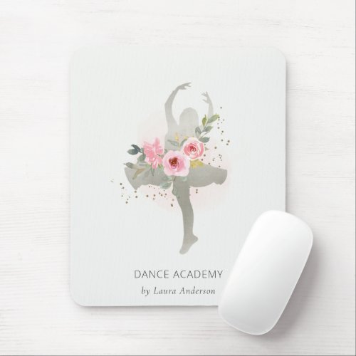Blush Silver Floral Girl Dancer Dance Academy Mouse Pad