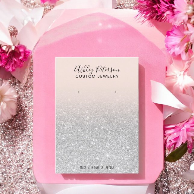 Blush silver glitter jewelry earring display business card (Blush silver glitter jewelry earring display business card)