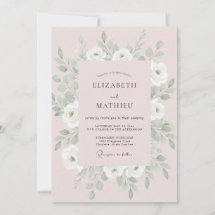 Blush Silver Peony Wedding Invitation