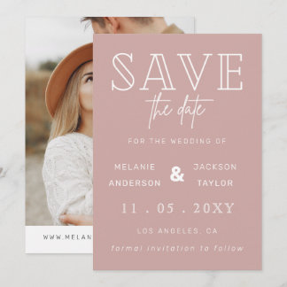 Blush Simple Calligraphy Photo Save The Date