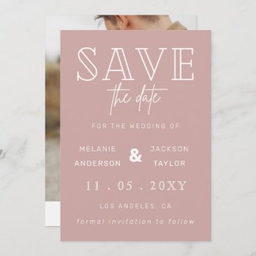 Blush Simple Calligraphy Photo Save The Date