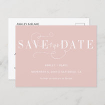 Blush Simple Calligraphy Save the Date Announcement Postcard