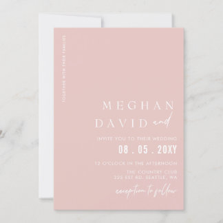 Blush Simple Elegant Modern Wedding Invitation