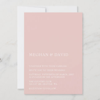 Blush Simple Elegant Modern Wedding Invitation