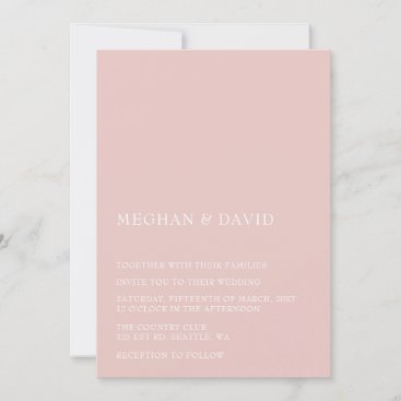 Blush Simple Elegant Modern Wedding   Invitation