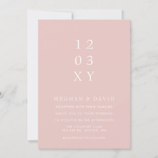 Blush Simple Elegant Modern Wedding Invitation