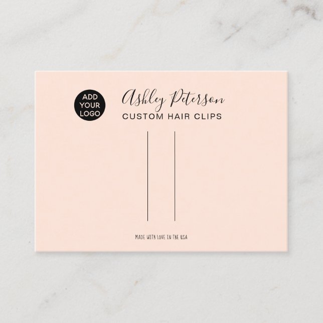 Blush simple logo hair clip barrette display business card (Front)