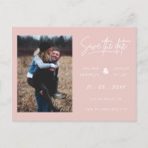 Blush Simple Photo Save The Date Announcement Postcard