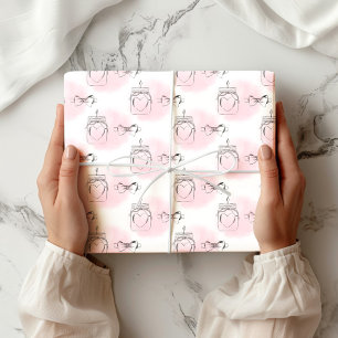 Blush Sketched Hearts Valentines Wrapping Paper