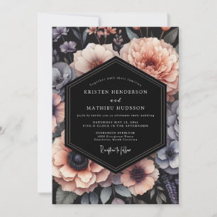 Blush & Slate Moody Floral Wedding Invitation