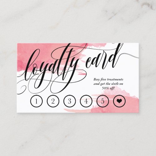 Blush Smudges _ Calligraphy Loyalty Punch Card