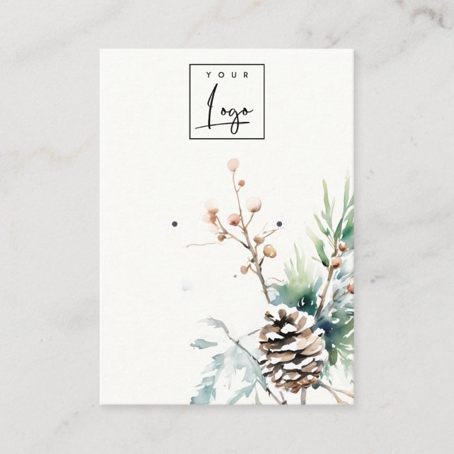 Blush Snow Winter Berries Logo Earring Stud Holder Business Card (Front)