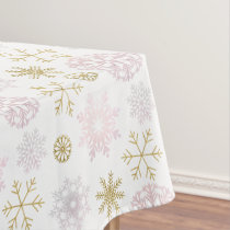 Blush Snowflake Winter Baby Shower Tablecloth