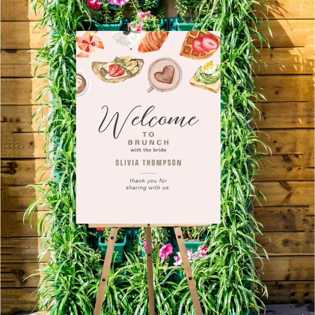 Blush Soft Pink Bridal Brunch Waffles Welcome Foam Board (Creator Uploaded)