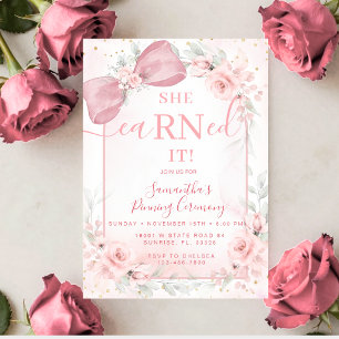 Blush Soft Pink Floral RN Graduation Pinning Invitation