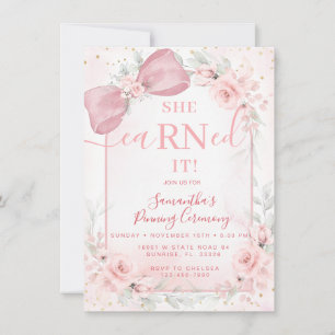 Blush Soft Pink Floral RN Graduation Pinning Invitation