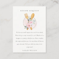 Blush Spoon Fork Floral Recipe Request Baby Shower
