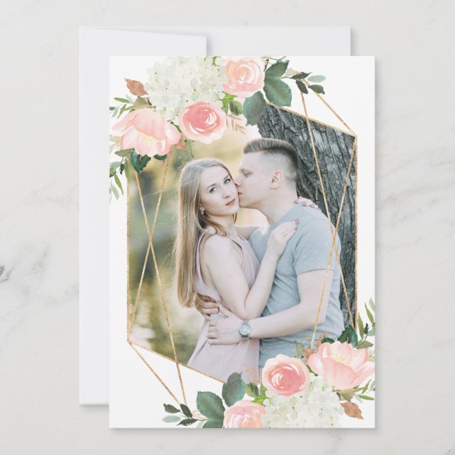 Blush Spring Floral | Photo Save The Date Card (Front)