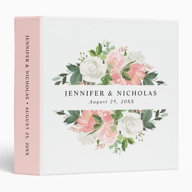 Blush Spring Floral | Wedding 3 Ring Binder (Front/Spine)