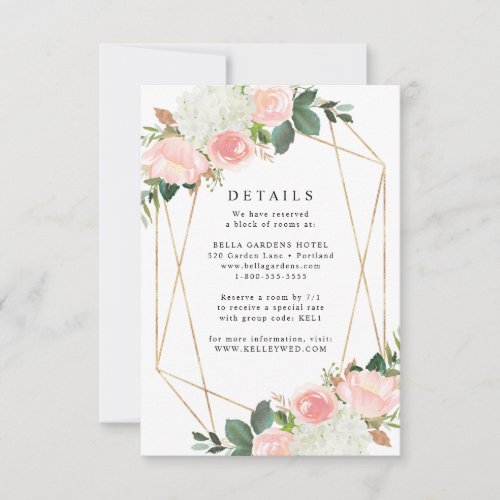 Blush Spring Floral  Wedding Details Card