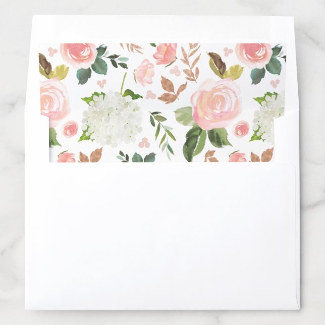 Blush Spring Floral | Wedding Envelope Liner (In Envelope)