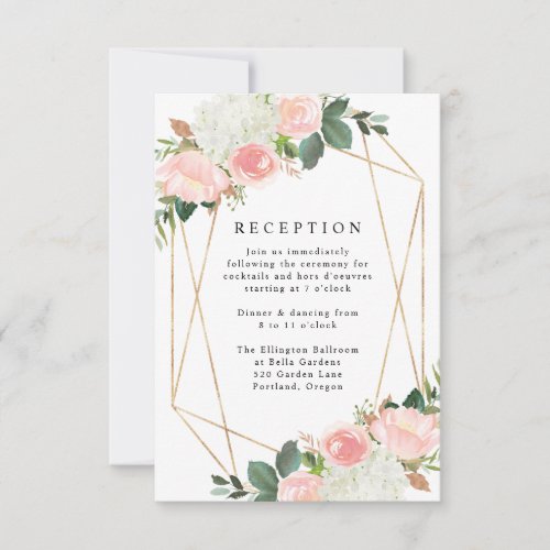 Blush Spring Floral  Wedding Reception Card