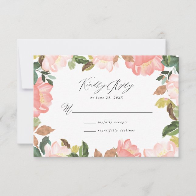 Blush Spring Floral | Wedding RSVP Card (Front)