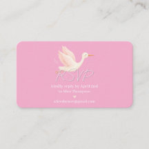 Blush Stork RSVP Baby Shower Card