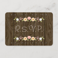 Blush String of Lights Acorn Rustic Wedding RSVP