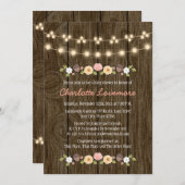Blush String of Lights Fall Rustic Baby Shower Invitation (Front/Back)
