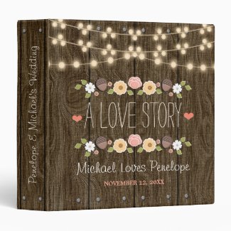 Blush String of Lights Rustic Fall Wedding Binder